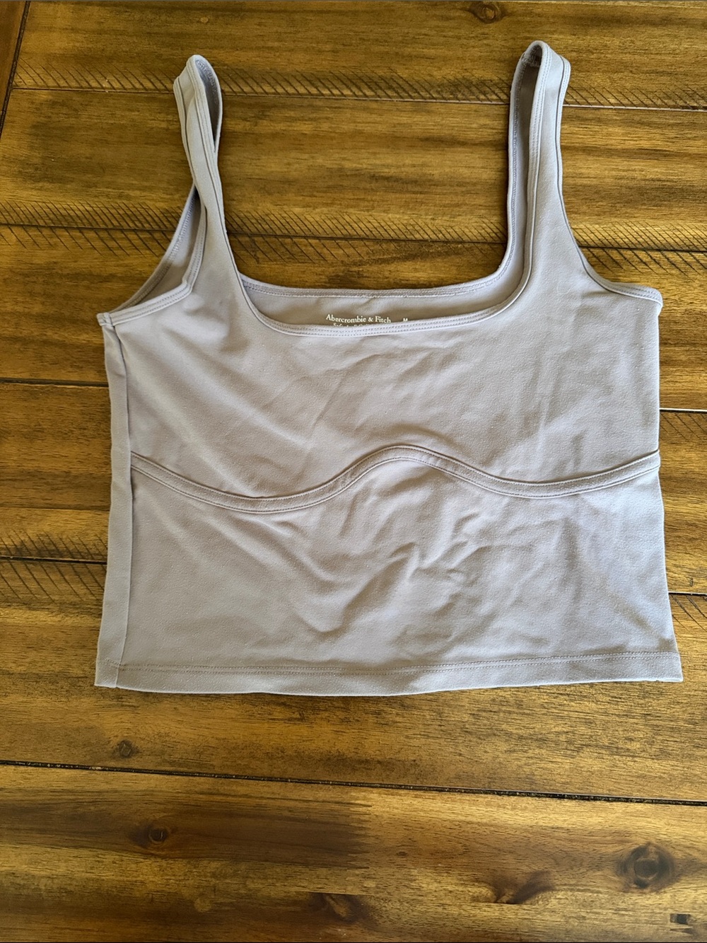Abercrombie & Fitch Women's Square-Neck Crop Tank in Light Taupe Gray